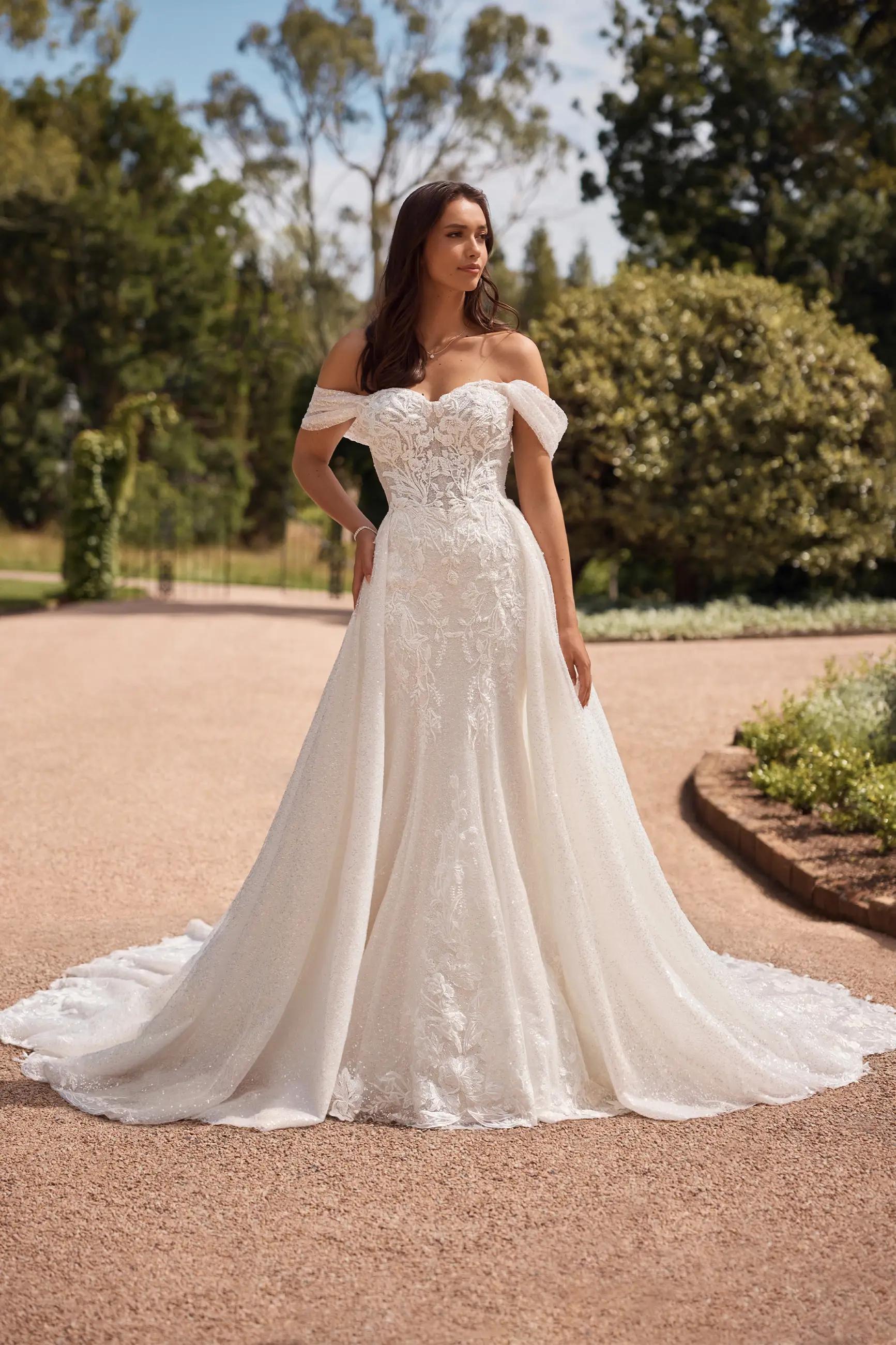 Regal Two-Piece Wedding Dress with Luxurious Sparkle Miami $1 autoplay loop mute thumbnail