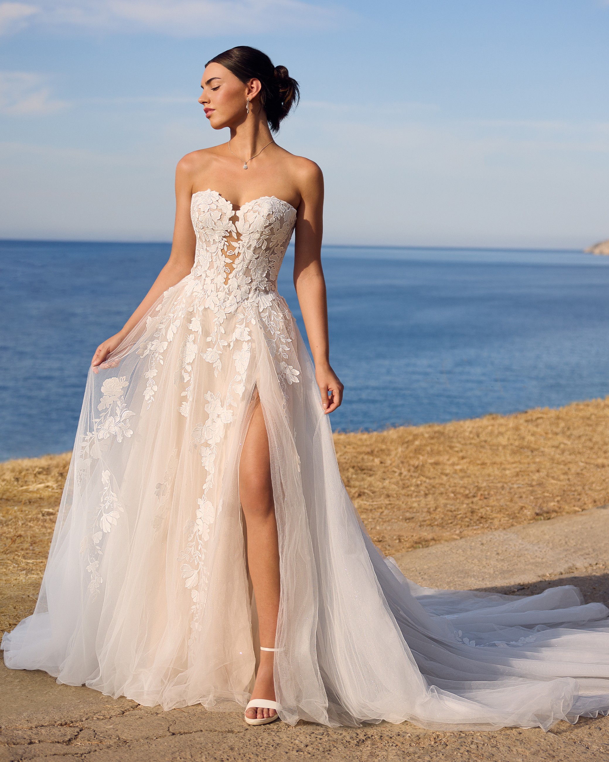 Model in white Sophia Tolli wedding gown