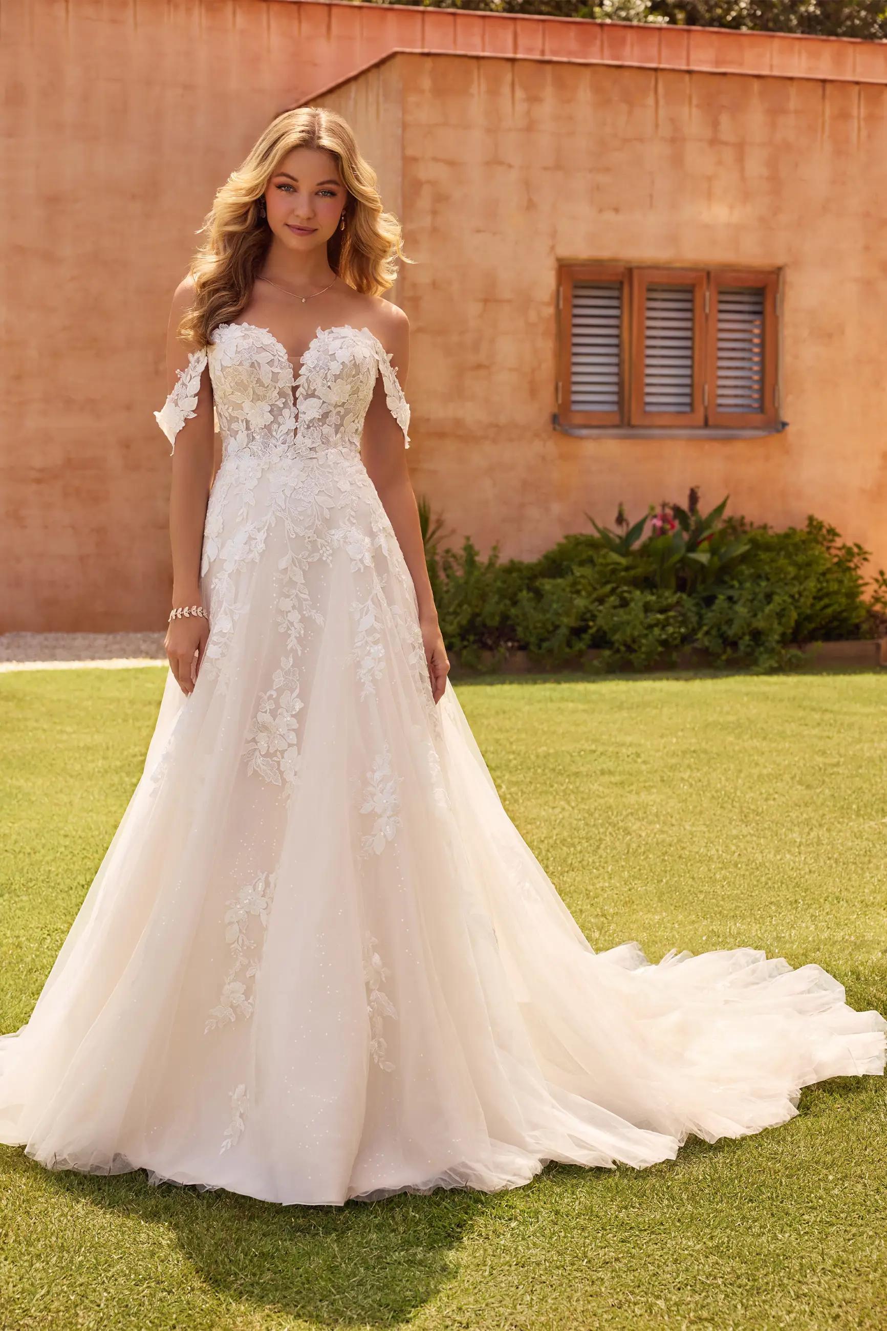 Romantic Lace Wedding Dress with A-Line Skirt Sian $1 autoplay loop mute thumbnail