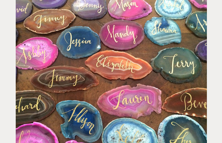 agate wedding place cards