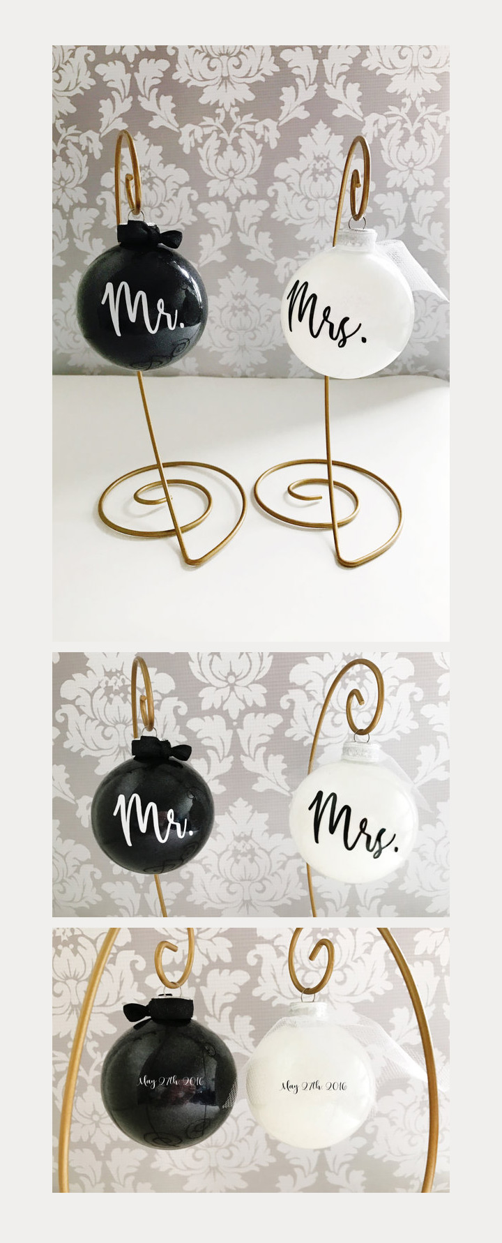 mr and mrs custom wedding ornaments 
