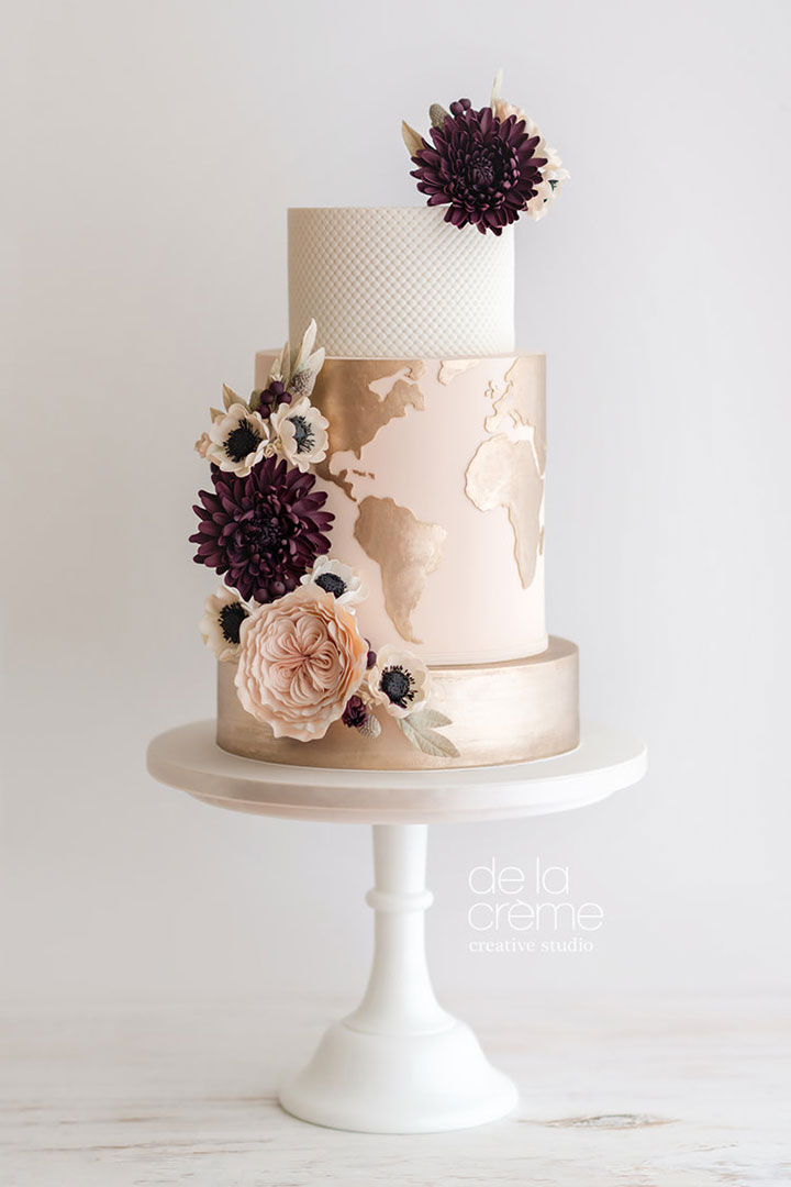Rose Gold Peach & Lilac... Wedding Cake - Hall of Cakes