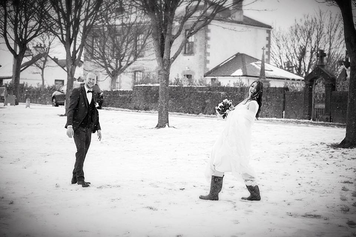 Irish Bride's Snowy Wedding Wearing Sophia Tolli "Leigh"