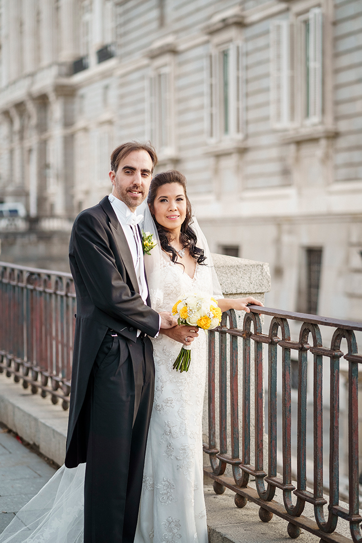 Elegant Bride Wears Sophia Tolli "Monaco" To Her Wedding In Madrid