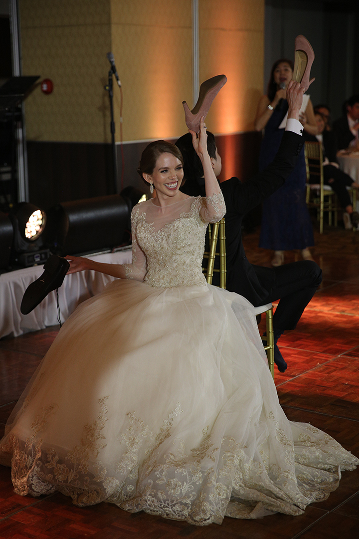 Sophia Tolli "Andria" In Ivory & Gold "Felt Regal" To This Beautiful Bride