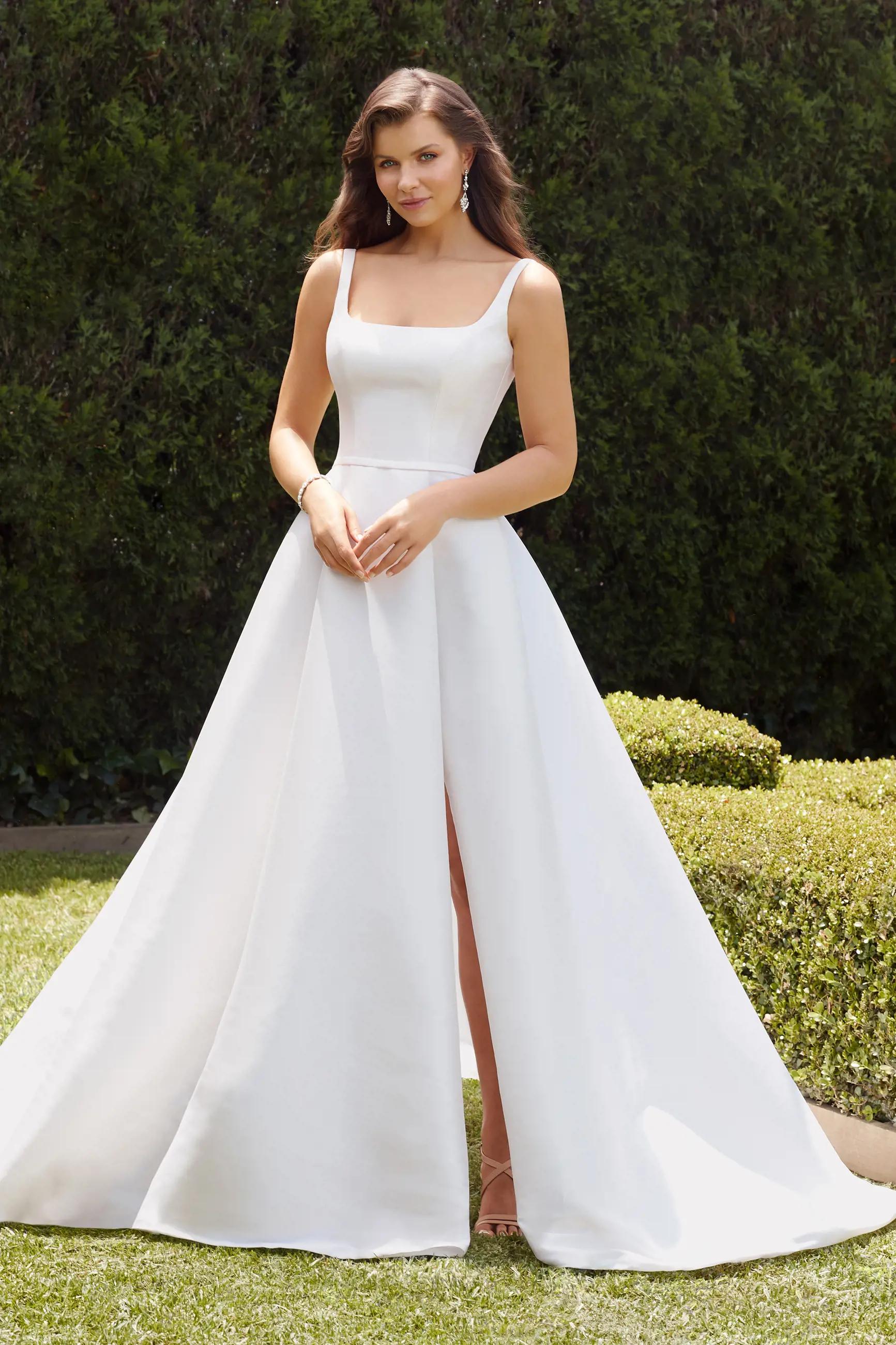 Pearl Mikado Wedding Dress with Skirt Slit Quinn $1 autoplay mute thumbnail