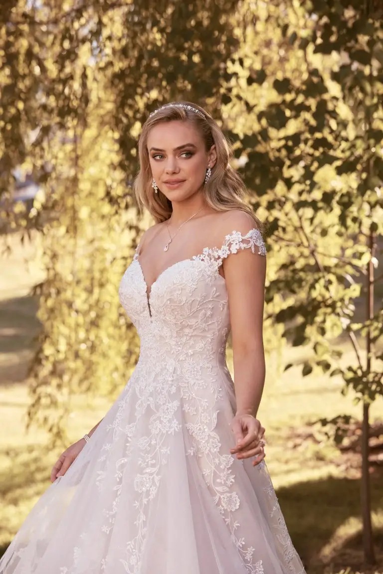 Glittery A-Line Princess Wedding Dress