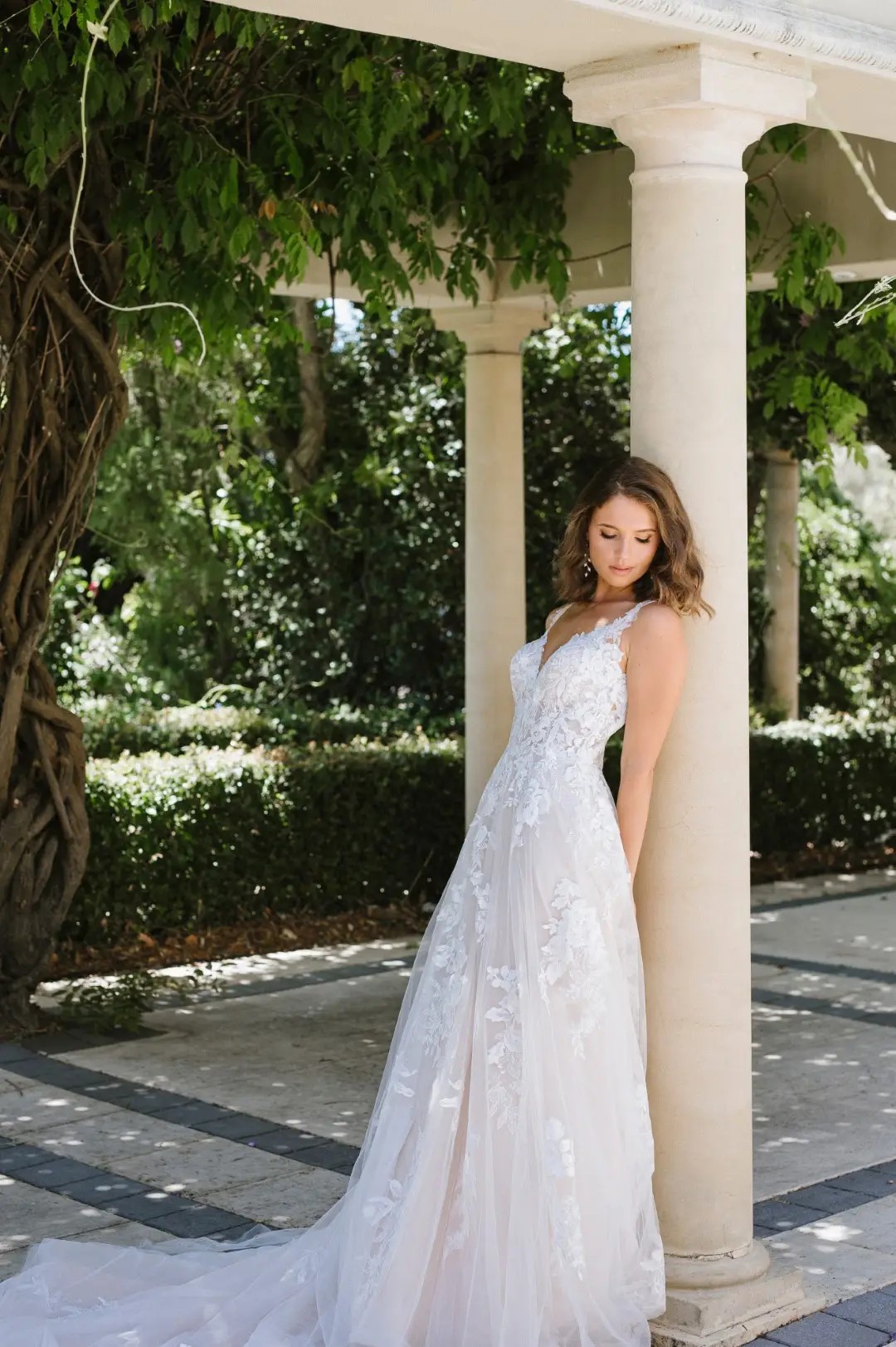 Classic Floral Lace A-Line Wedding Gown Style Y12241