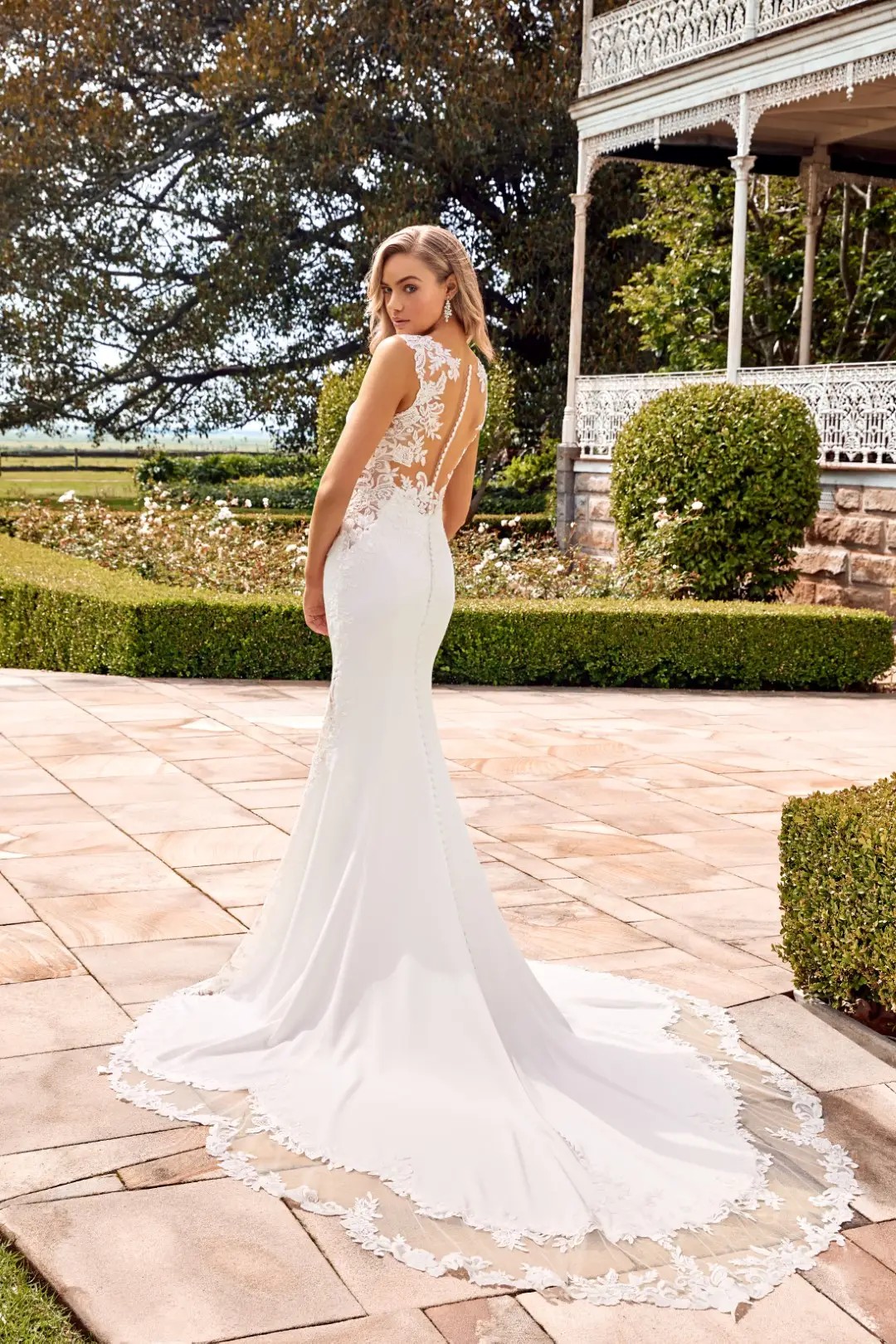 Unique Wedding Dress with Illusion Neckline