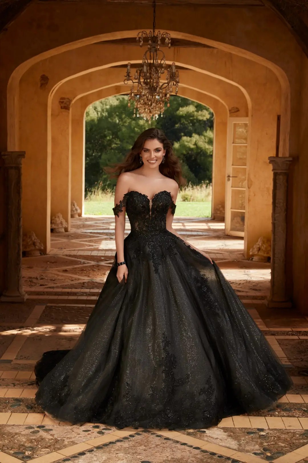 Off the Shoulder Black Wedding Dress Rebekah | Style Y12248