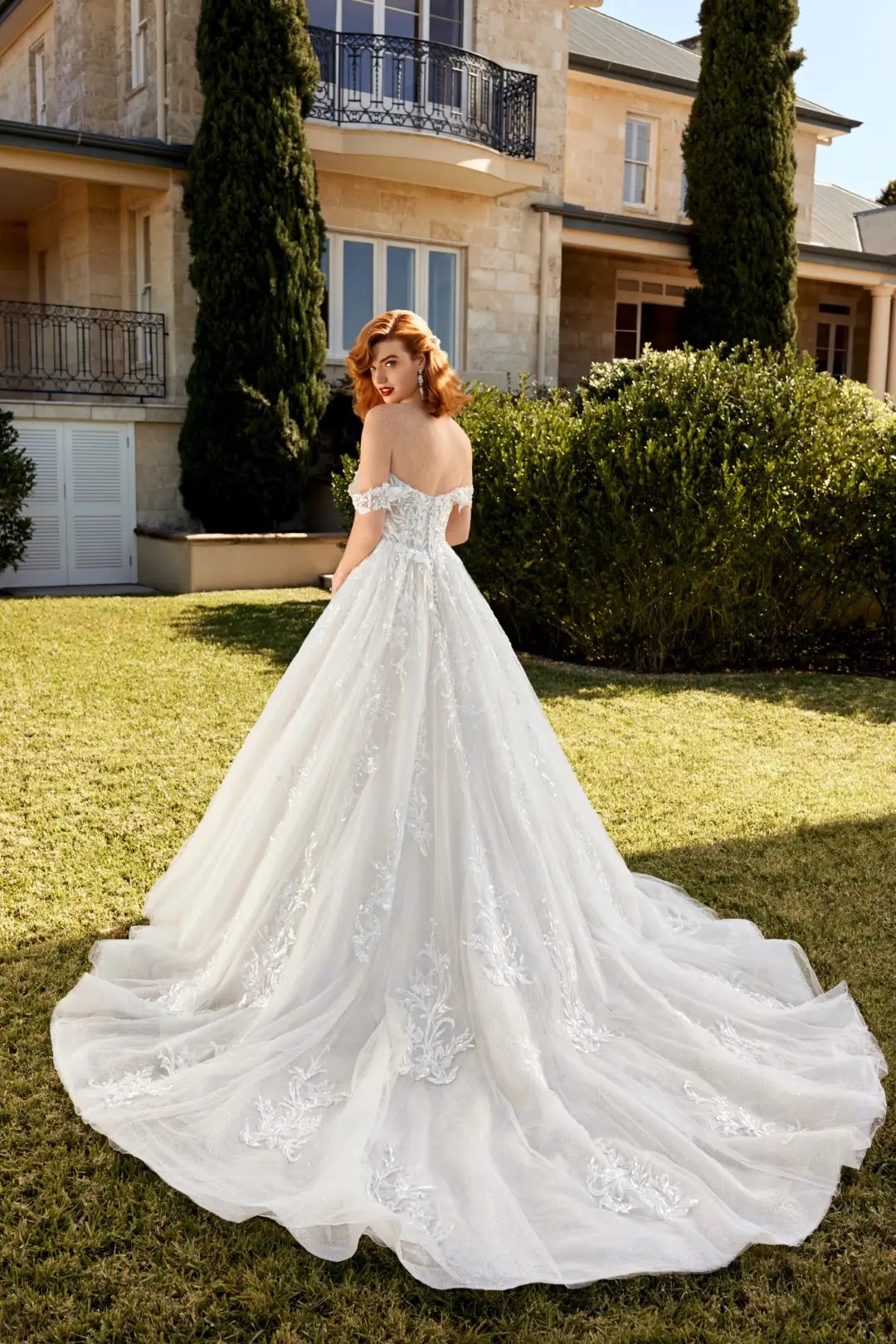 Royal Wedding Ballgown with Off-Shoulder Straps Indigo | Style ST617