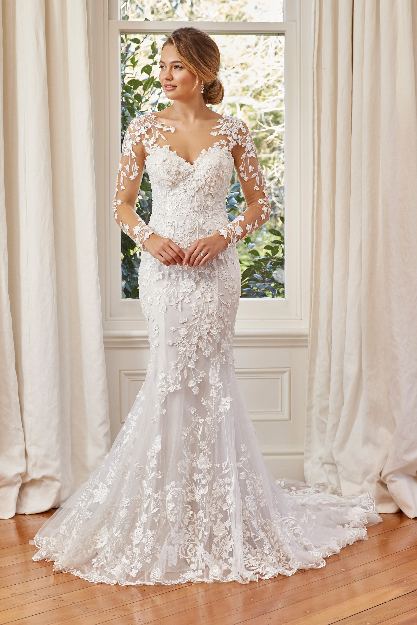 illusion neckline lace wedding dress