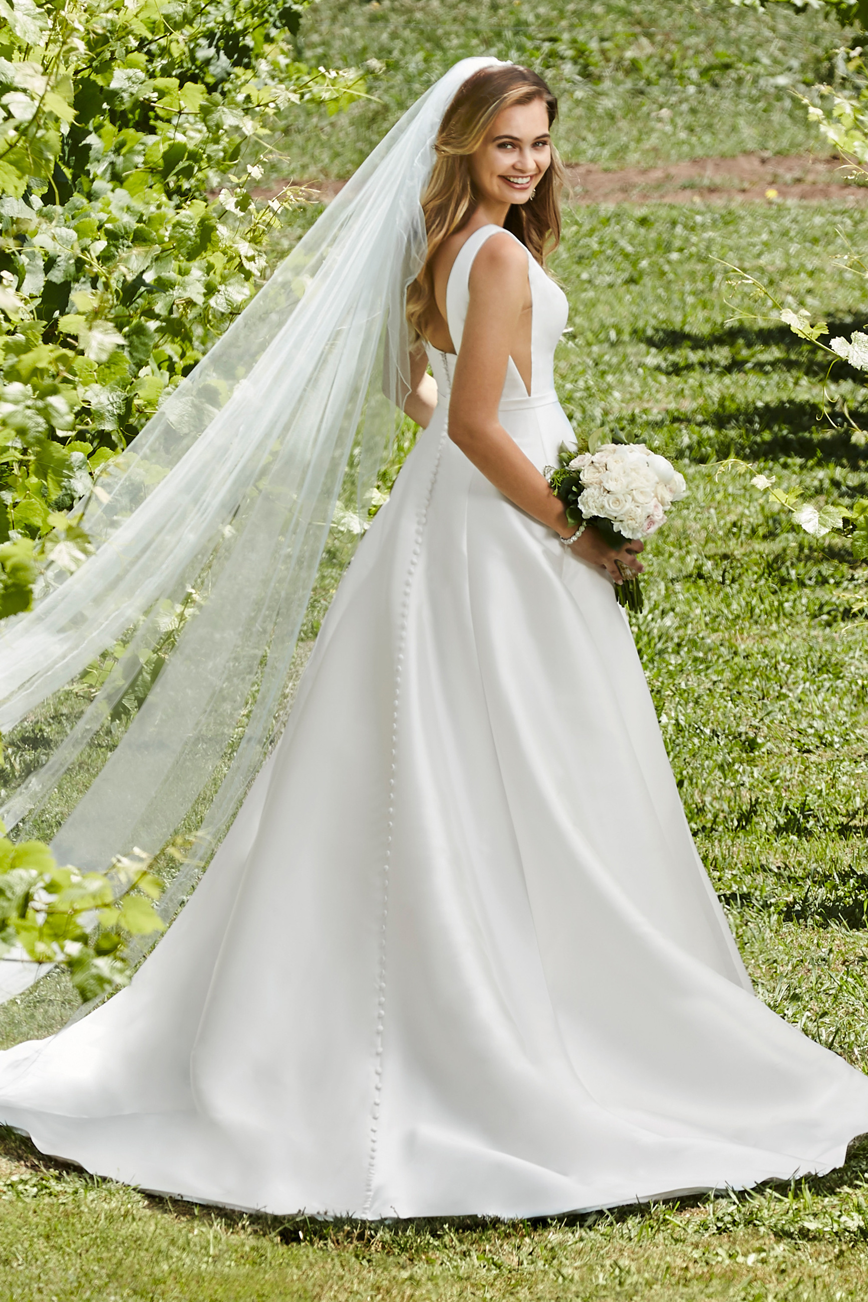 Minimalistic Mikado A Line Wedding Gown with Pockets Sophia Tolli