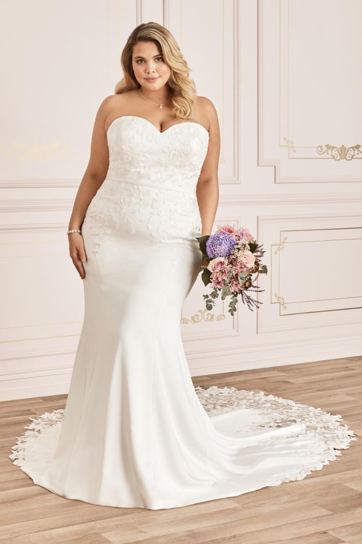 Chic Crepe Wedding Gown with Lace Train Pippa #$3 picture