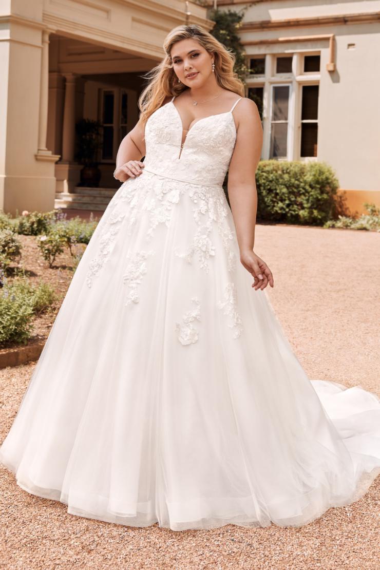 Romantic Wedding Dress with Illusion Back Aurora #$1 picture