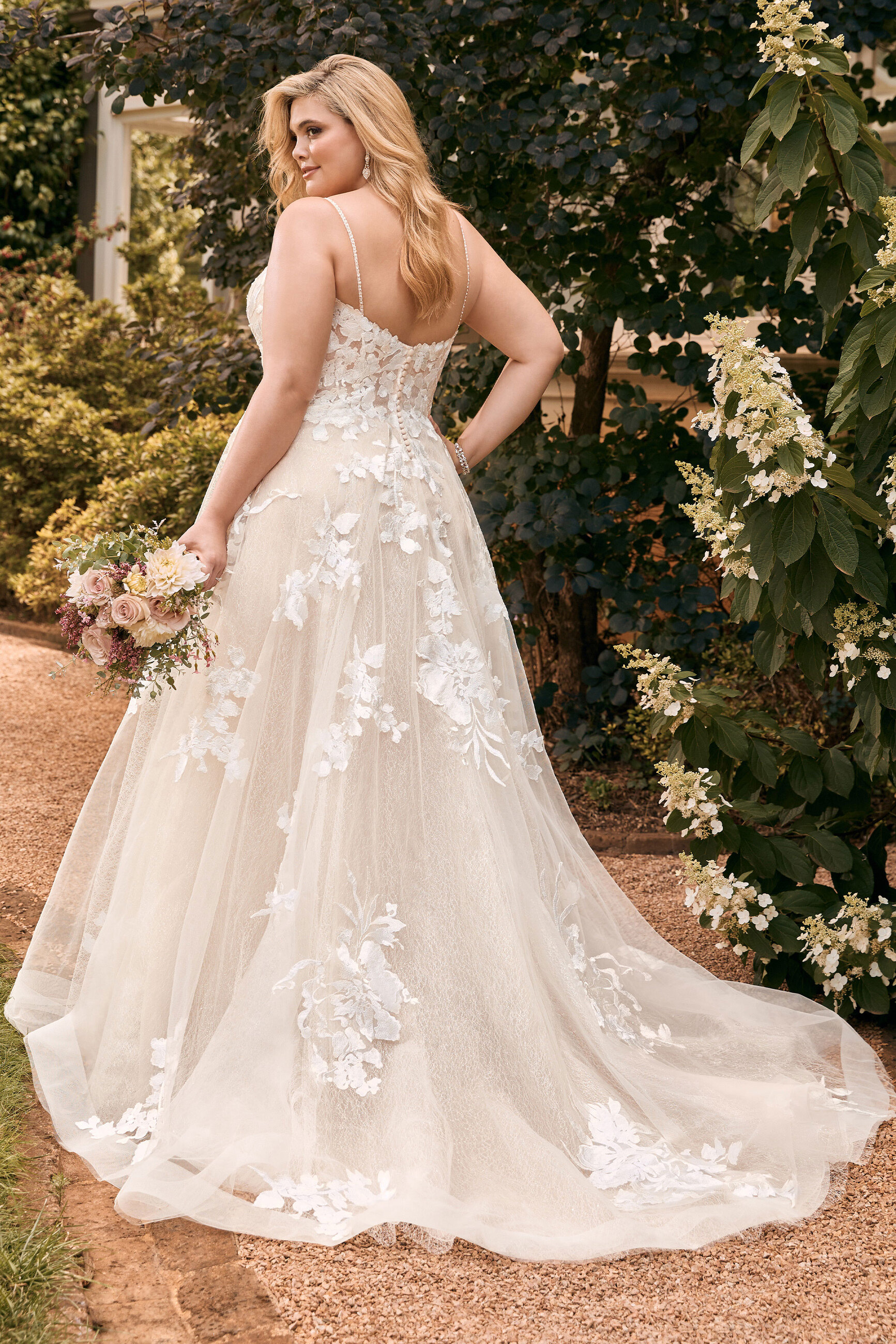 Modern Floral Boho Lace Wedding Dress Sophia Tolli