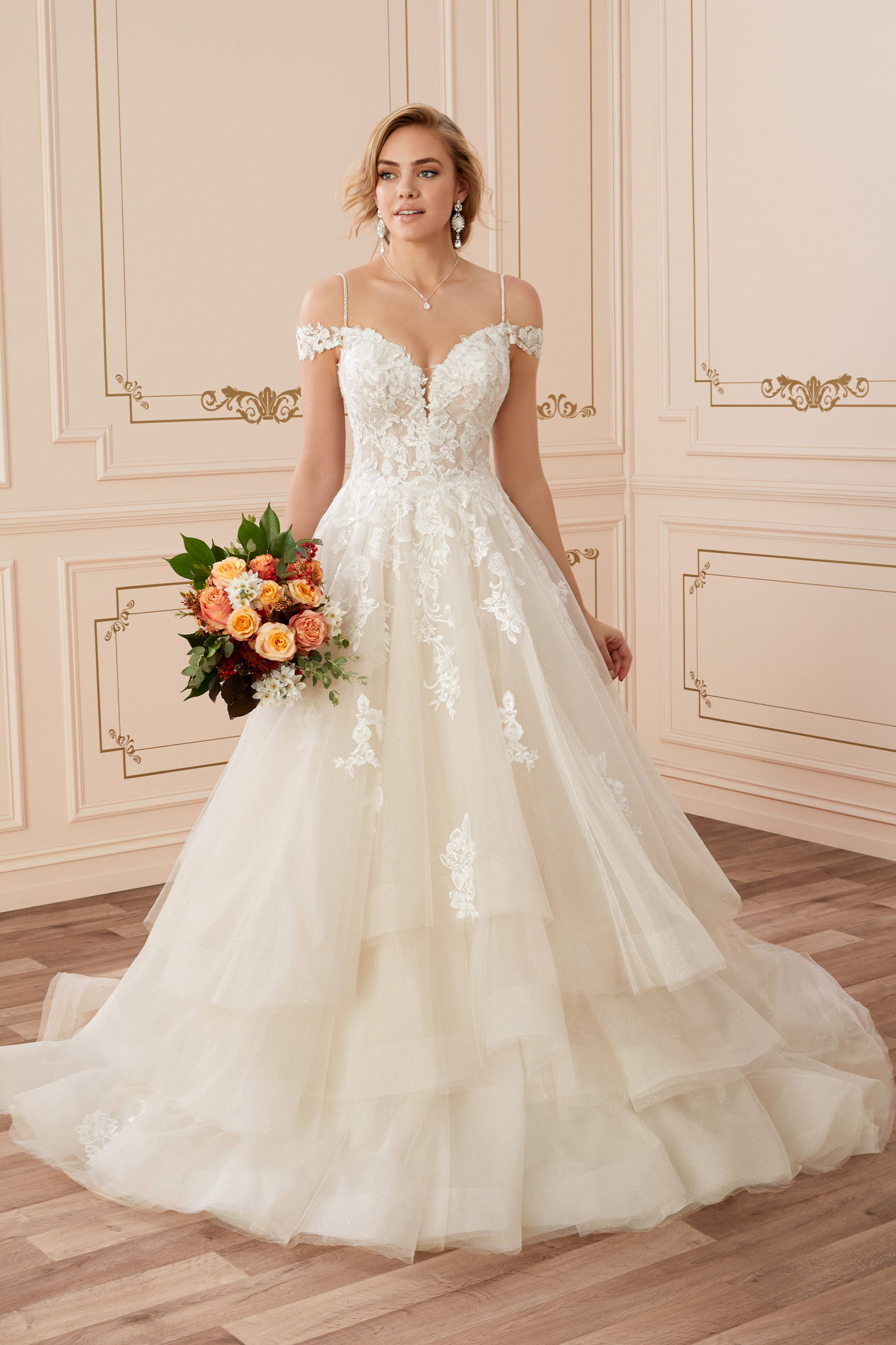 Floral Princess Wedding Dress with Glitter Tulle Sophia Tolli