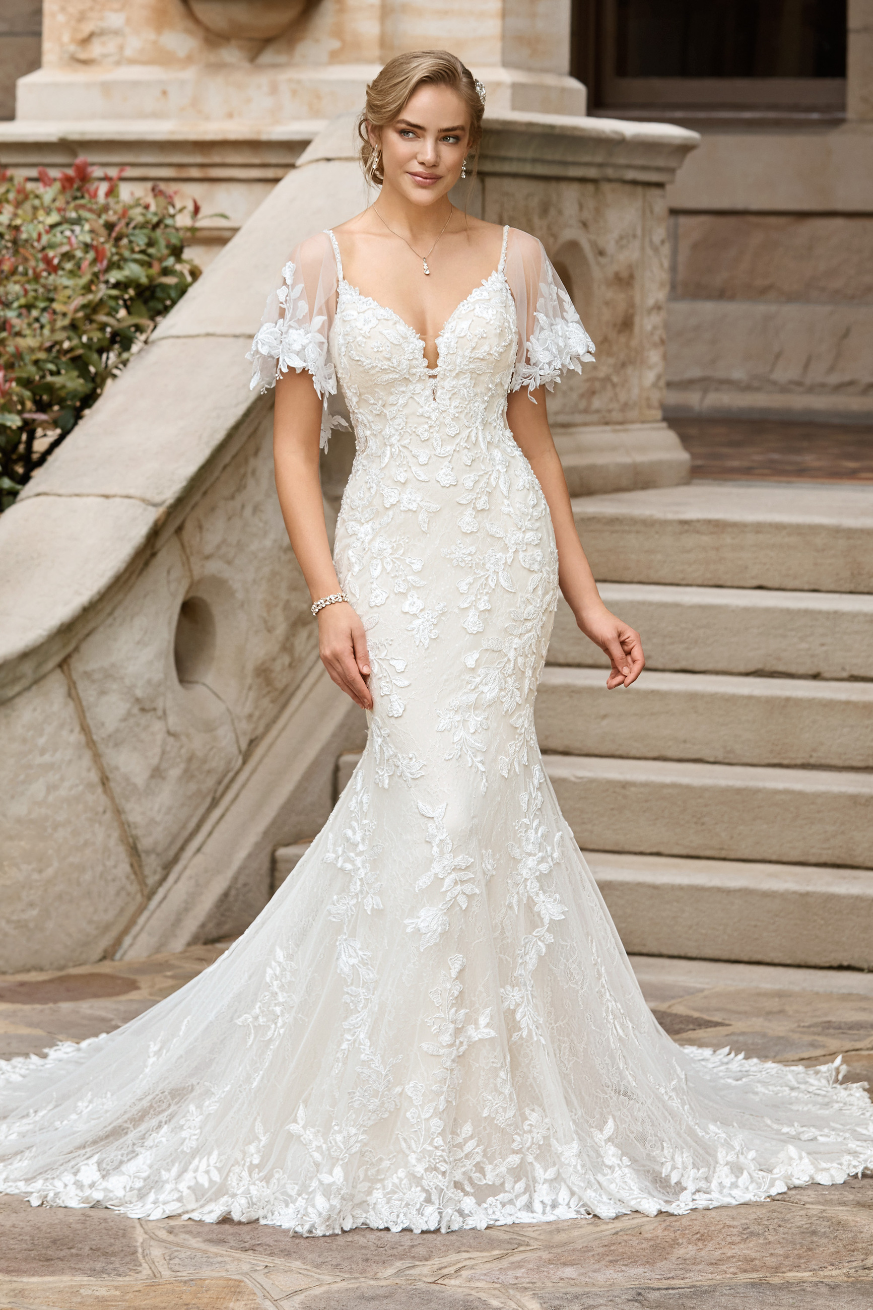 Boho Flutter Sleeve Wedding Dress Sophia Tolli Valentina Y22171