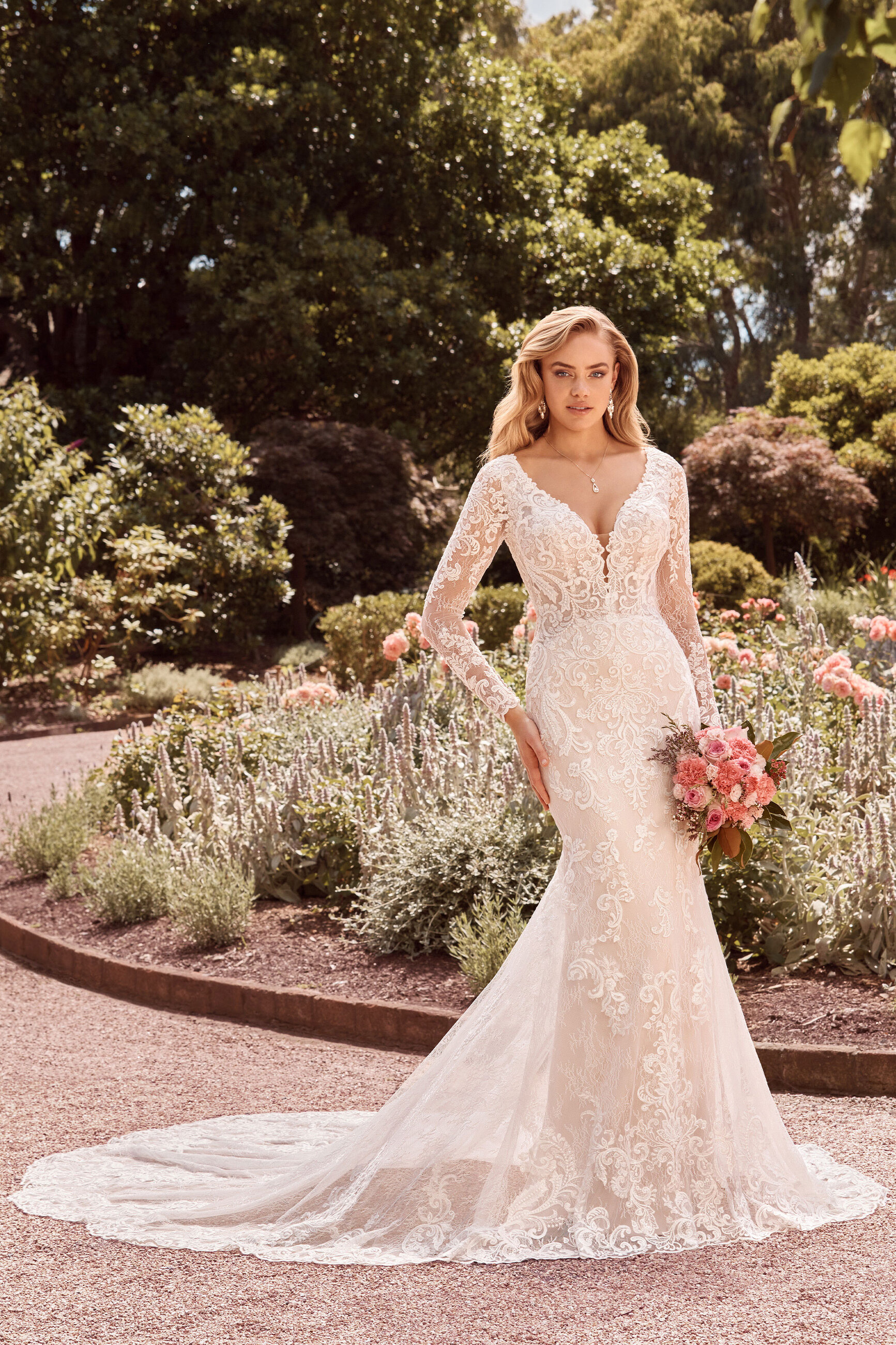 Lace Long Sleeve V-Neck Wedding Dress | Sophia Tolli Julianna Y22173