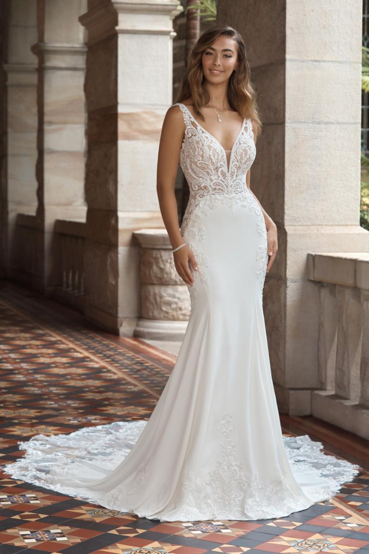 Fit and Flare Wedding Gown with Unique Grand Train Ramona #$1 picture