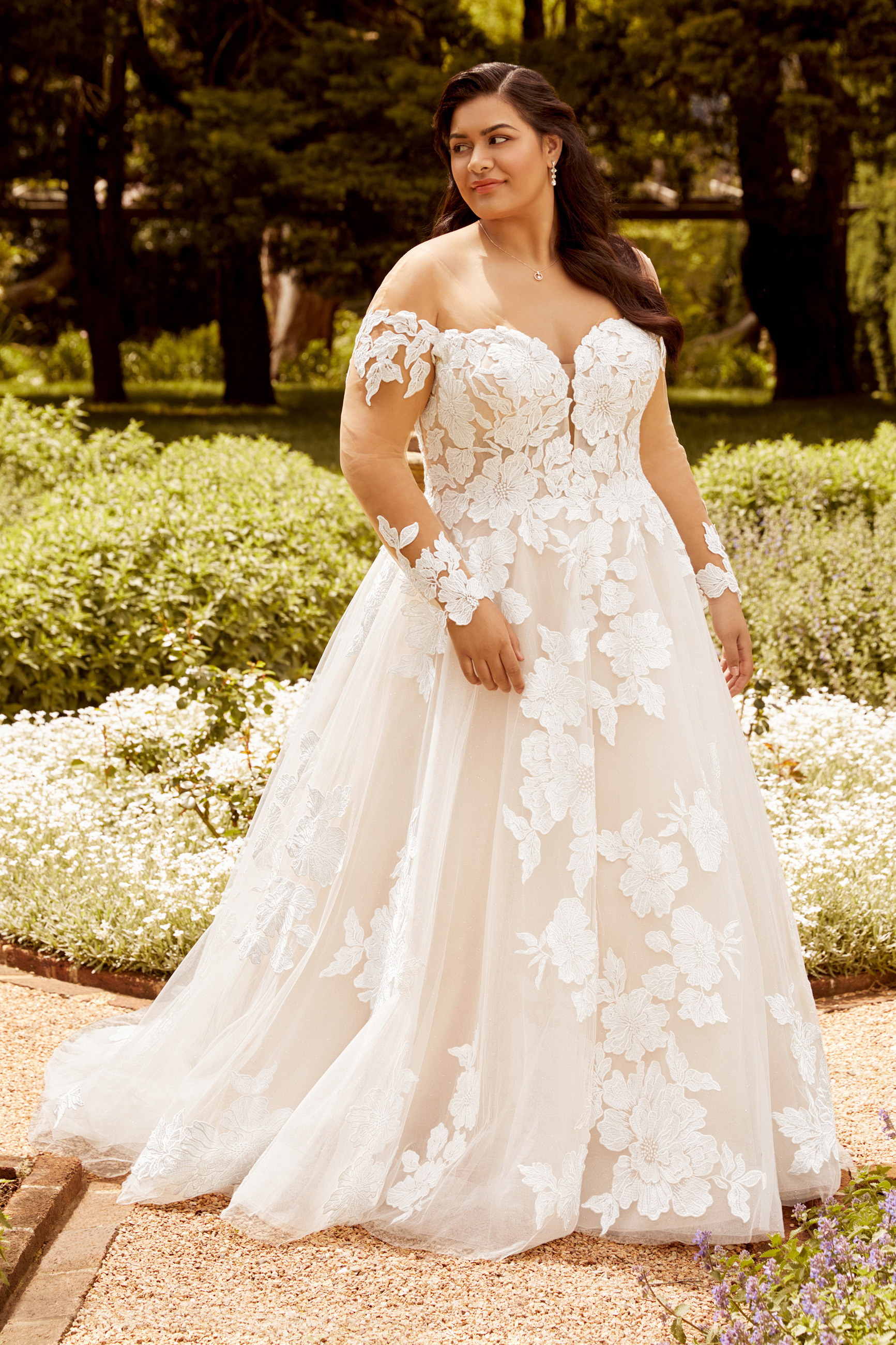 Strapless Plus Size A-Line Wedding Dress with Cotton Lace