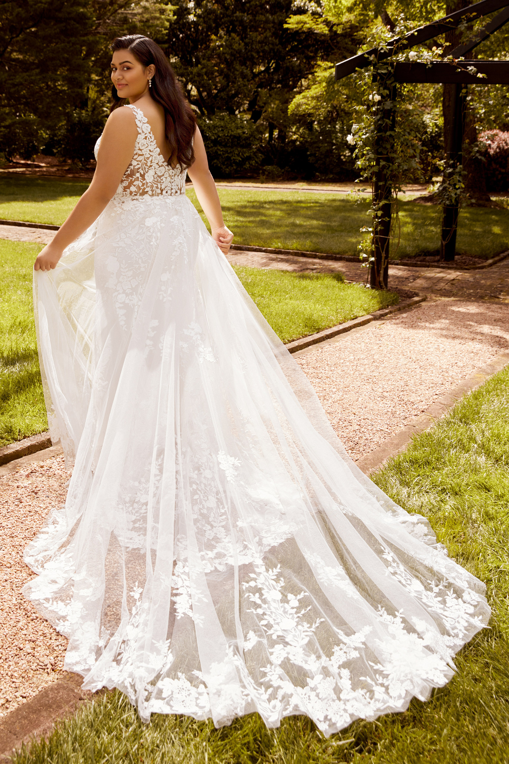 Modern Floral Wedding Gown with Overskirt | Sophia Tolli Finley 