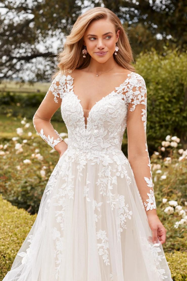 Romantic A-Line Gown with Illusion Long Sleeves Ambrose #$2 picture