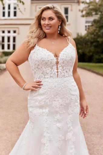 Graphic Beaded Lace Fit and Flare Wedding Gown Kaylee $4 thumbnail